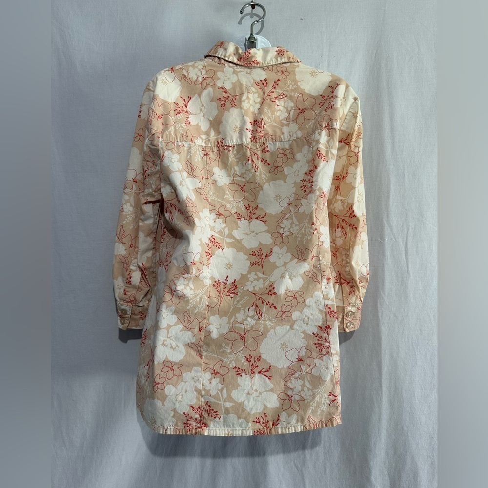 Apostrophe Women's Floral Button-Up Tunic Shirt Beige & Peach Long Sleeve | 18 - Picture 3 of 3